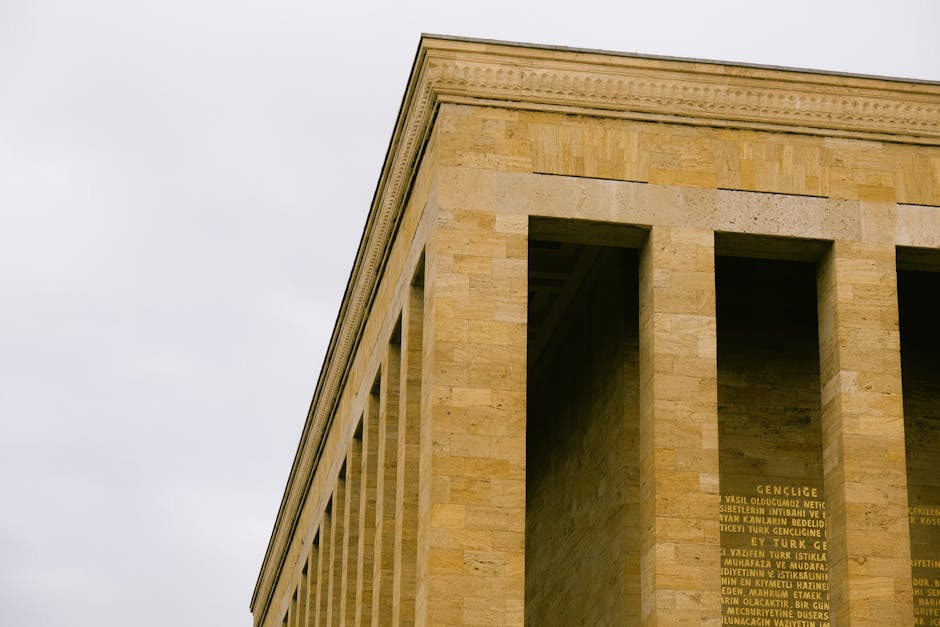 Close-up of Anıtkabir in Ankara, showcasing its elegant architectural columns and design.